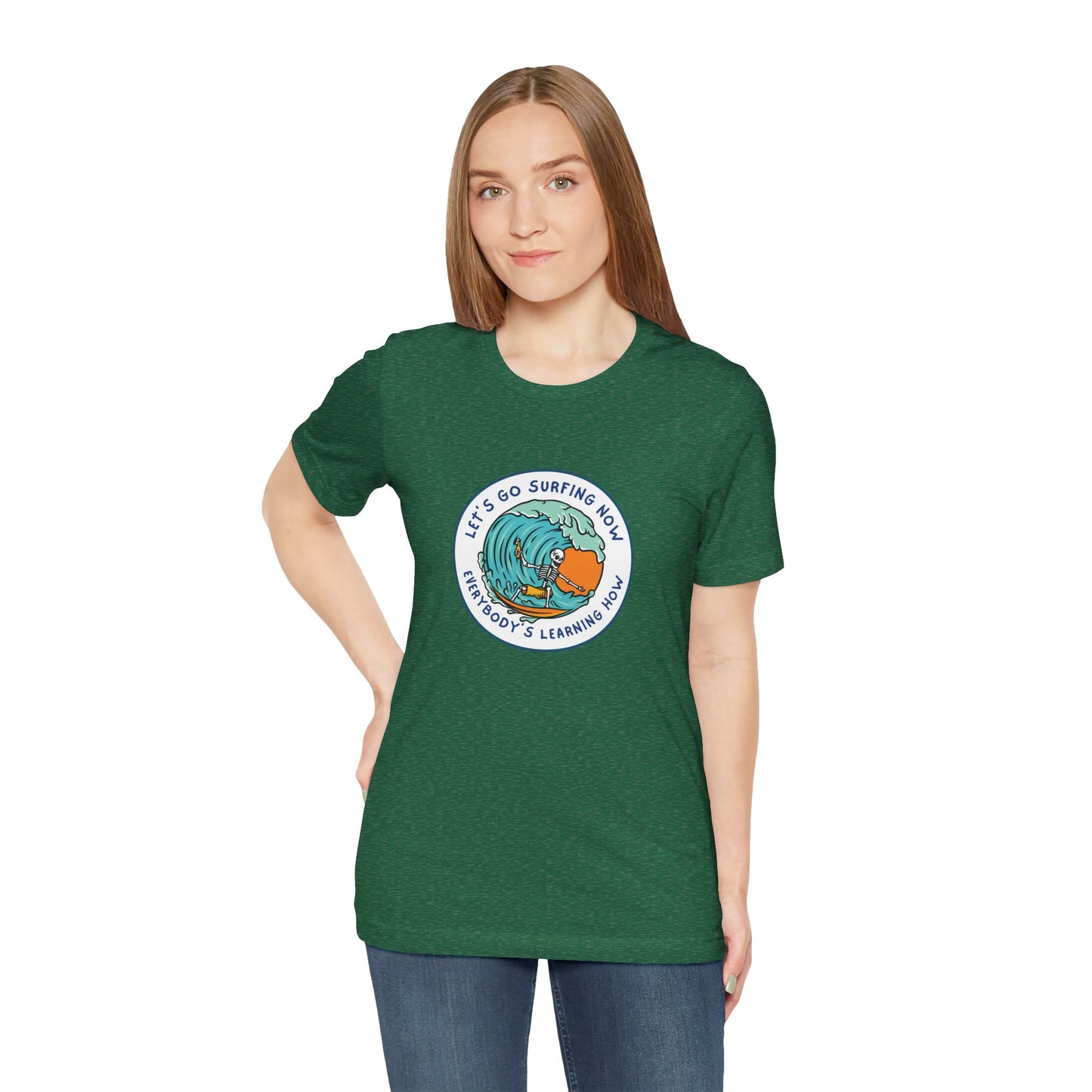 Let's Go Surfing Now. Everybody's Learning How. Unisex Jersey Short Sleeve Tee