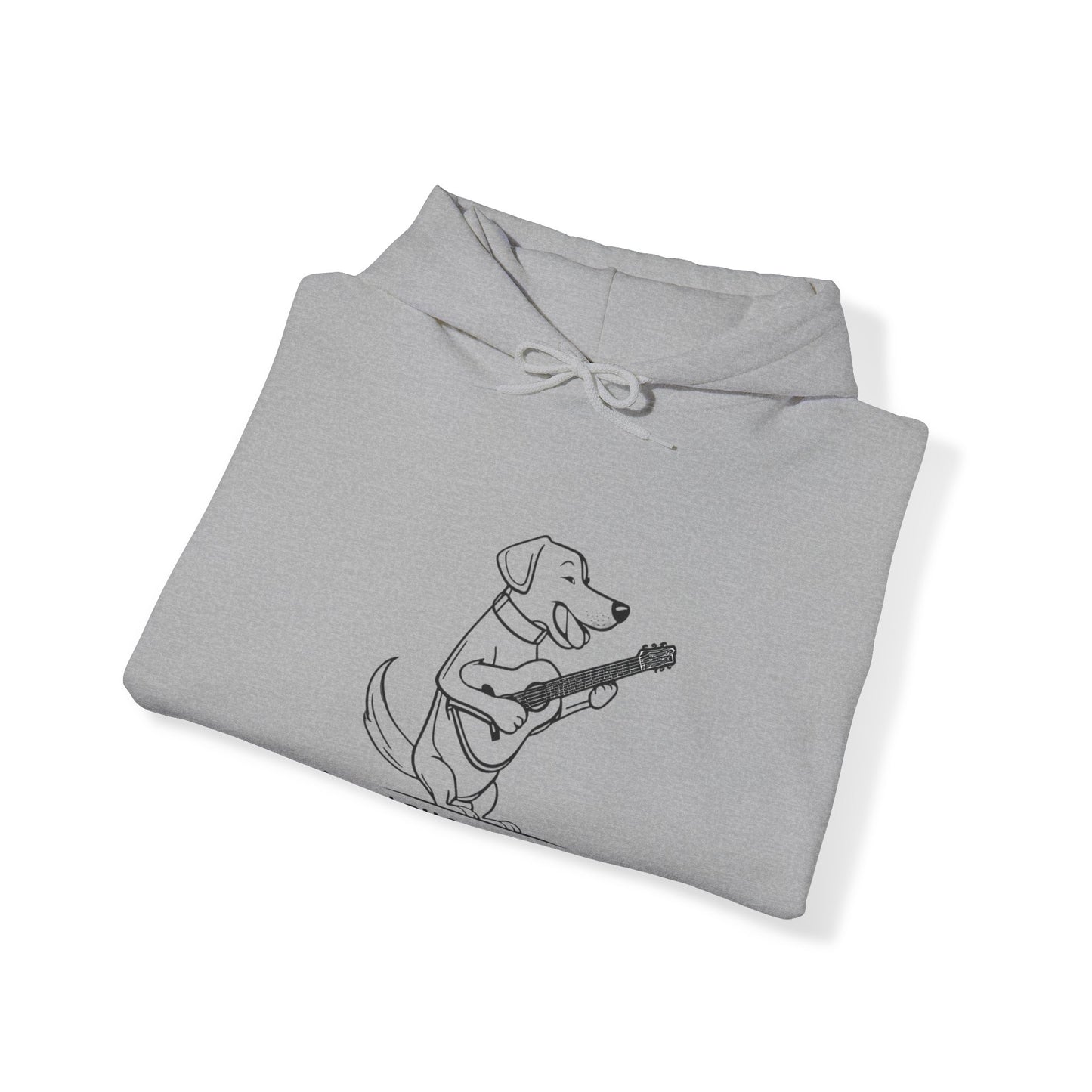 Dog With Guitar. Live, Love and Laugh. Unisex Hooded Sweatshirt.