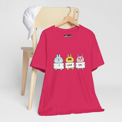 I Love Cats. Women's Unisex Jersey Short Sleeve Tee