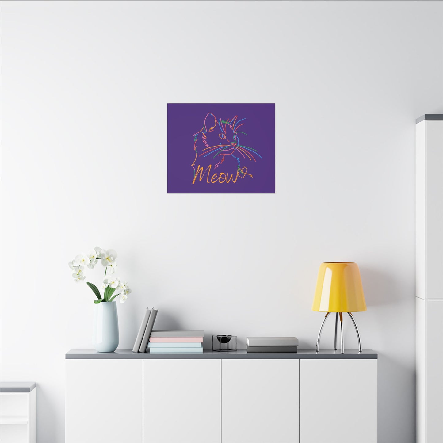 Copy of Meow. Cat with Purrty Color Outlines. Canvas Gallery Wraps