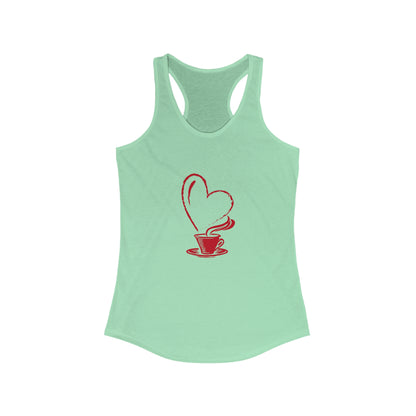 I Heart Coffee. Red. Women's Ideal Racerback Tank