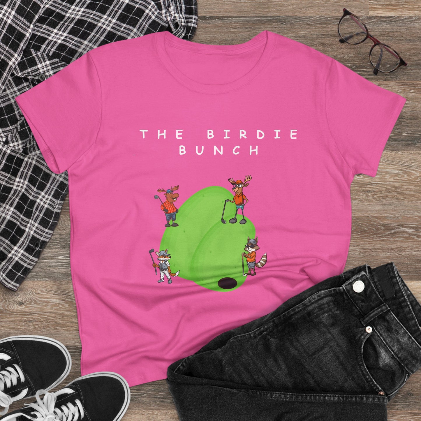 The Birdie Bunch.  Midweight Women's Cotton Tee.
