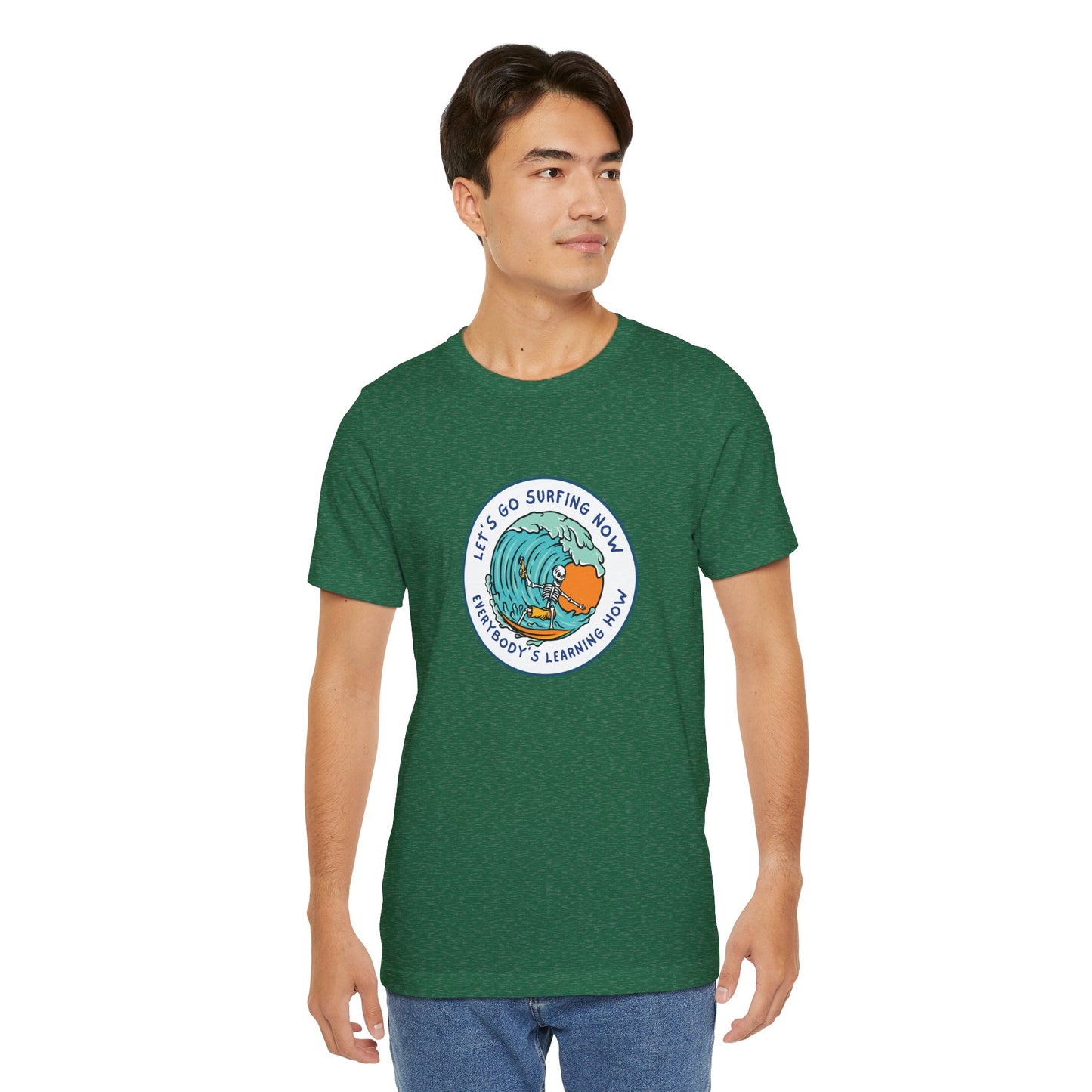 Let's Go Surfing Now. Everybody's Learning How. Unisex Jersey Short Sleeve Tee