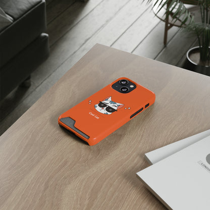 Cool Cat. Phone Case With Card Holder