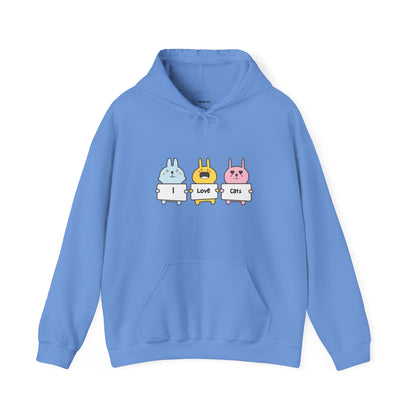 I Love Cats. Unisex Hooded Sweatshirt.