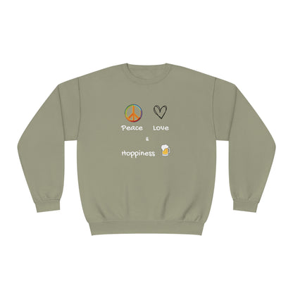 Peace, Love and Hoppiness. Unisex NuBlend® Crewneck Sweatshirt