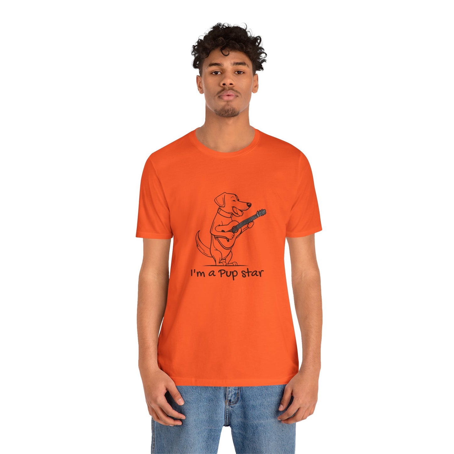 Dog With a Guitar. I'm a Pup Star. Unisex Jersey Short Sleeve Tee