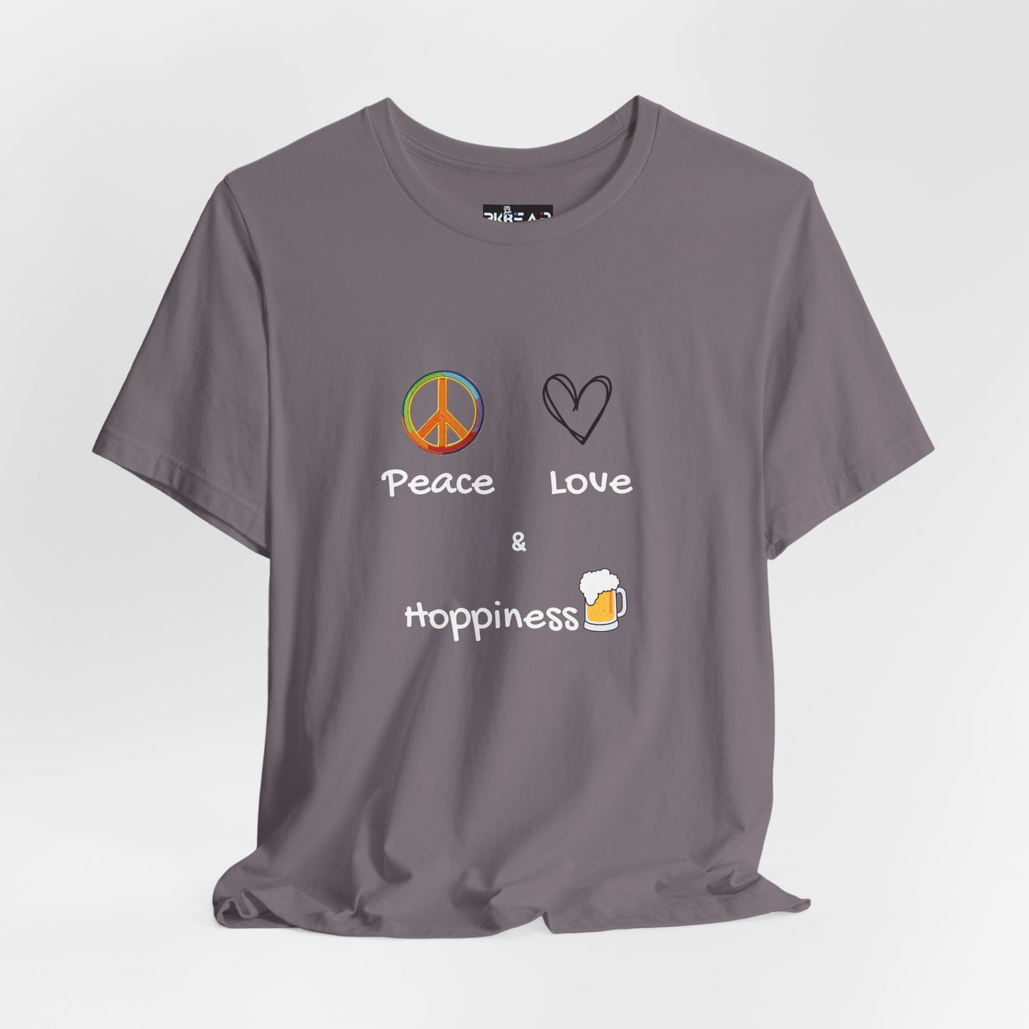 Peace, Love and Hoppiness. Unisex Jersey Short Sleeve Tee