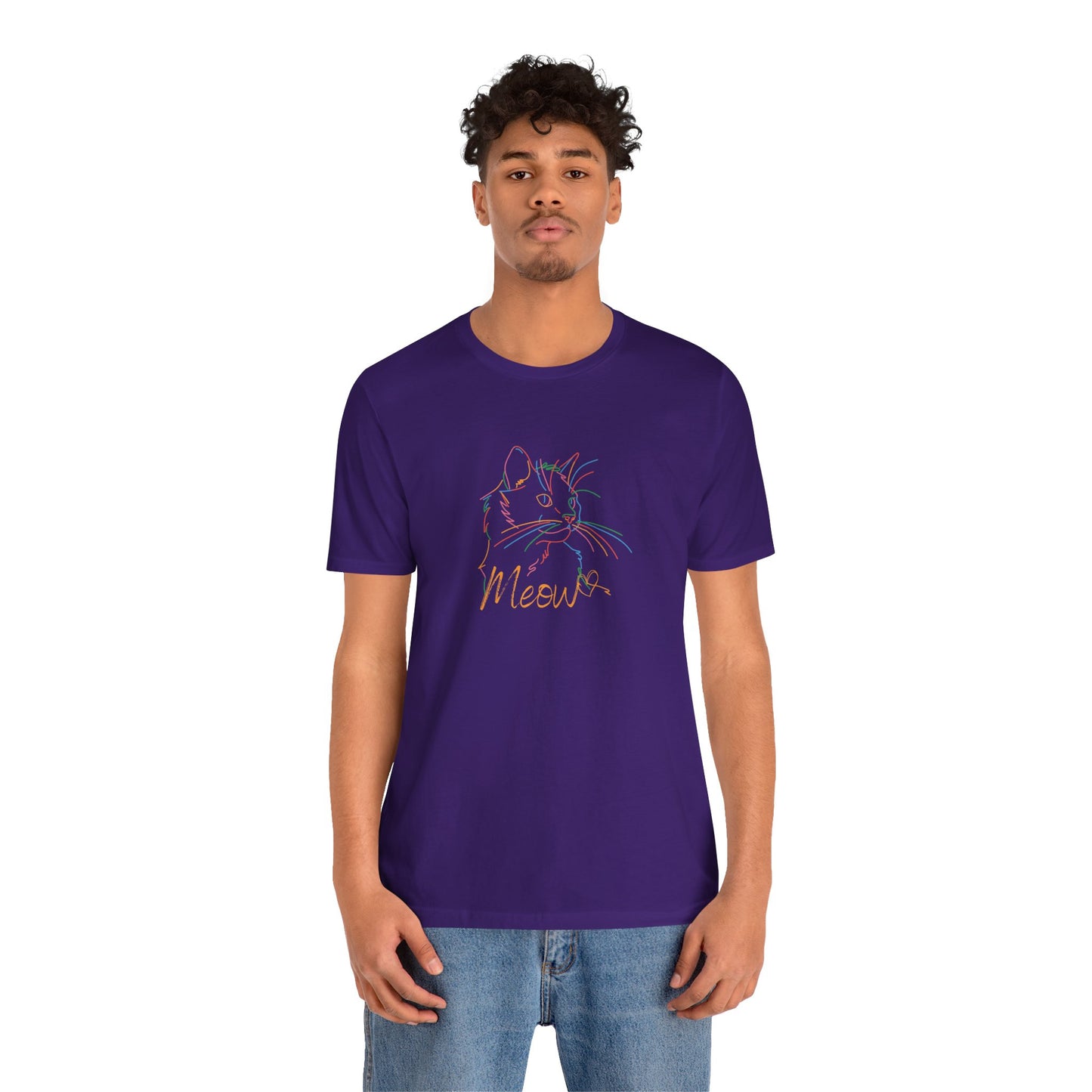 Meow. Cat with purrty color outlines. Unisex Jersey Short Sleeve Tee