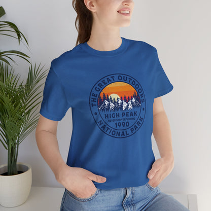 Never Stop Exploring. High Peak National Park. Unisex Jersey Short Sleeve Tee