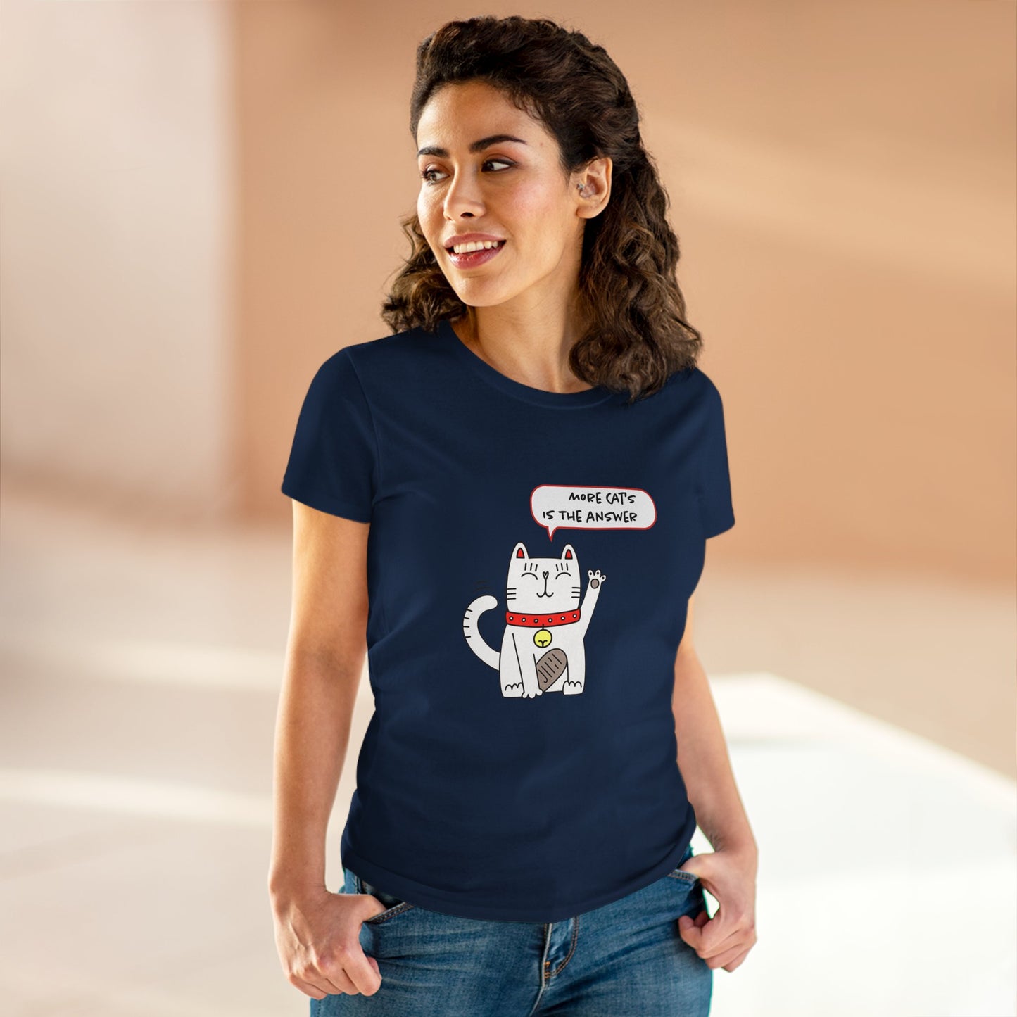 Oliver Says More Cats Is The Answer. Women's Midweight Cotton Tee