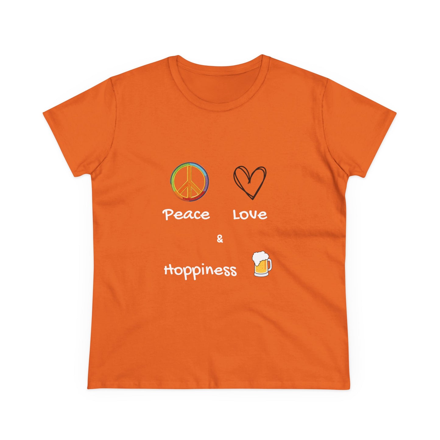 Peace, Love and Hoppiness. Women's Midweight Cotton Tee