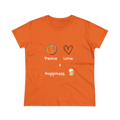 Peace, Love and Hoppiness. Women's Midweight Cotton Tee