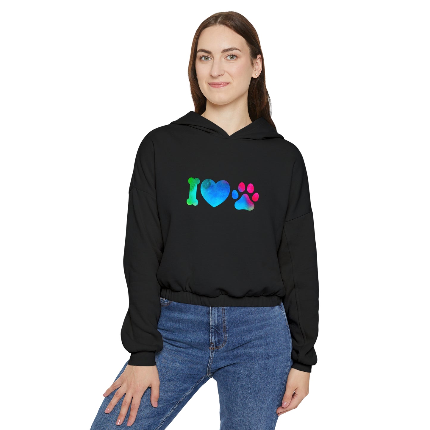 I Heart Paws. Women's Cinched Bottom Hoodie