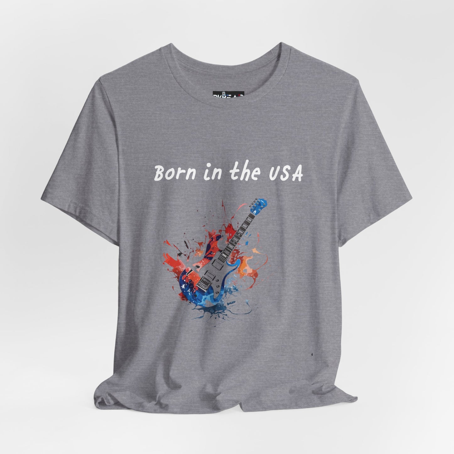 Born In The USA Guitar. Unisex Jersey Short Sleeve Tee