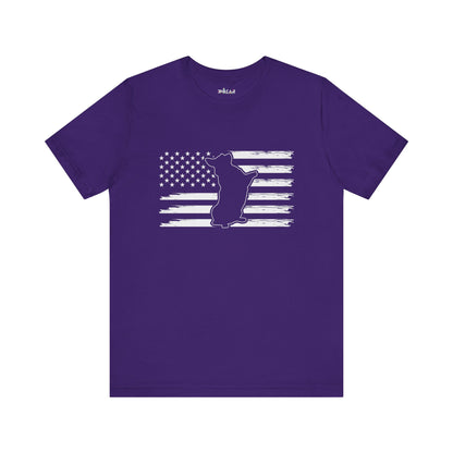 Charlie The American Flag Dog.  Unisex Jersey Short Sleeve Tee
