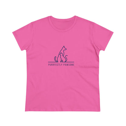 Purrfectly Pawsome Dog an Cat Silhouette. Women's Midweight Cotton Tee