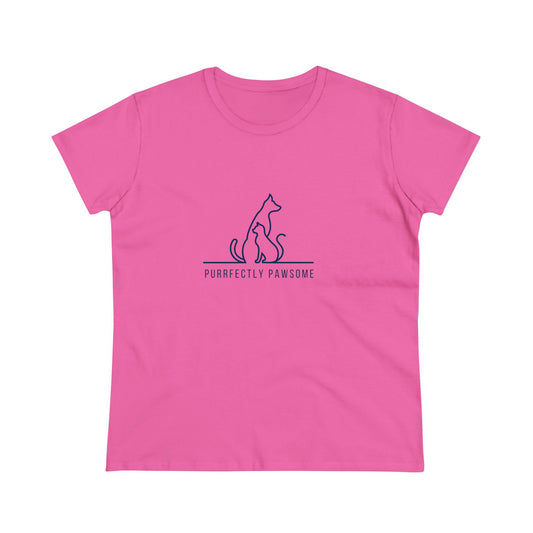 Purrfectly Pawsome Dog an Cat Silhouette. Women's Midweight Cotton Tee