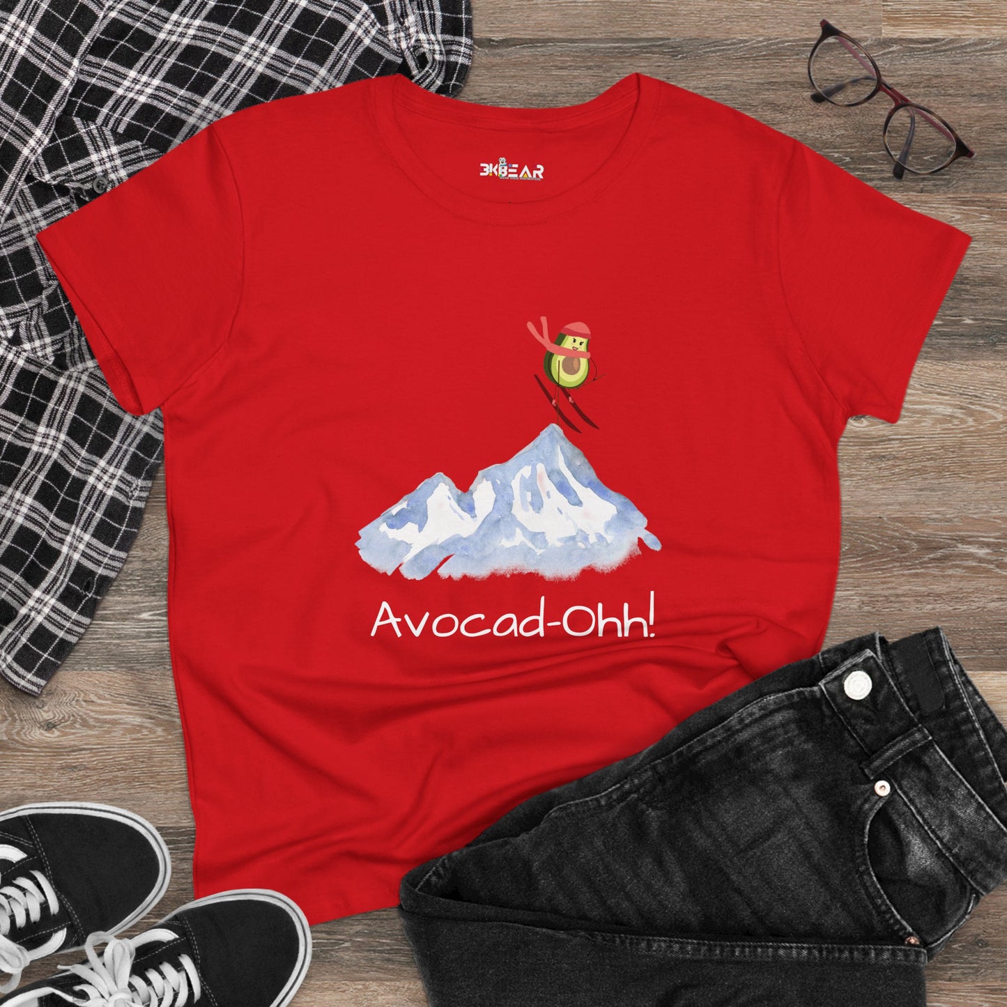 “Avocad‑Ohh” Women’s Avocado Graphic Tee – Midweight Cotton Shirt