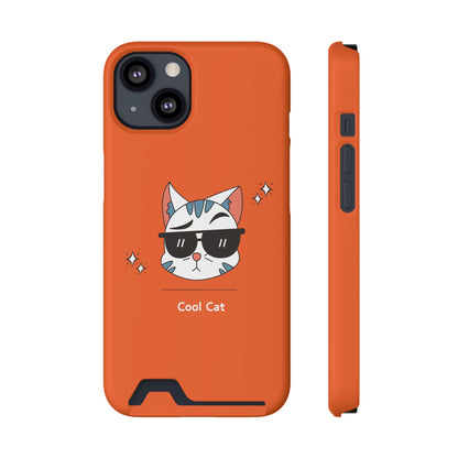 Cool Cat. Phone Case With Card Holder