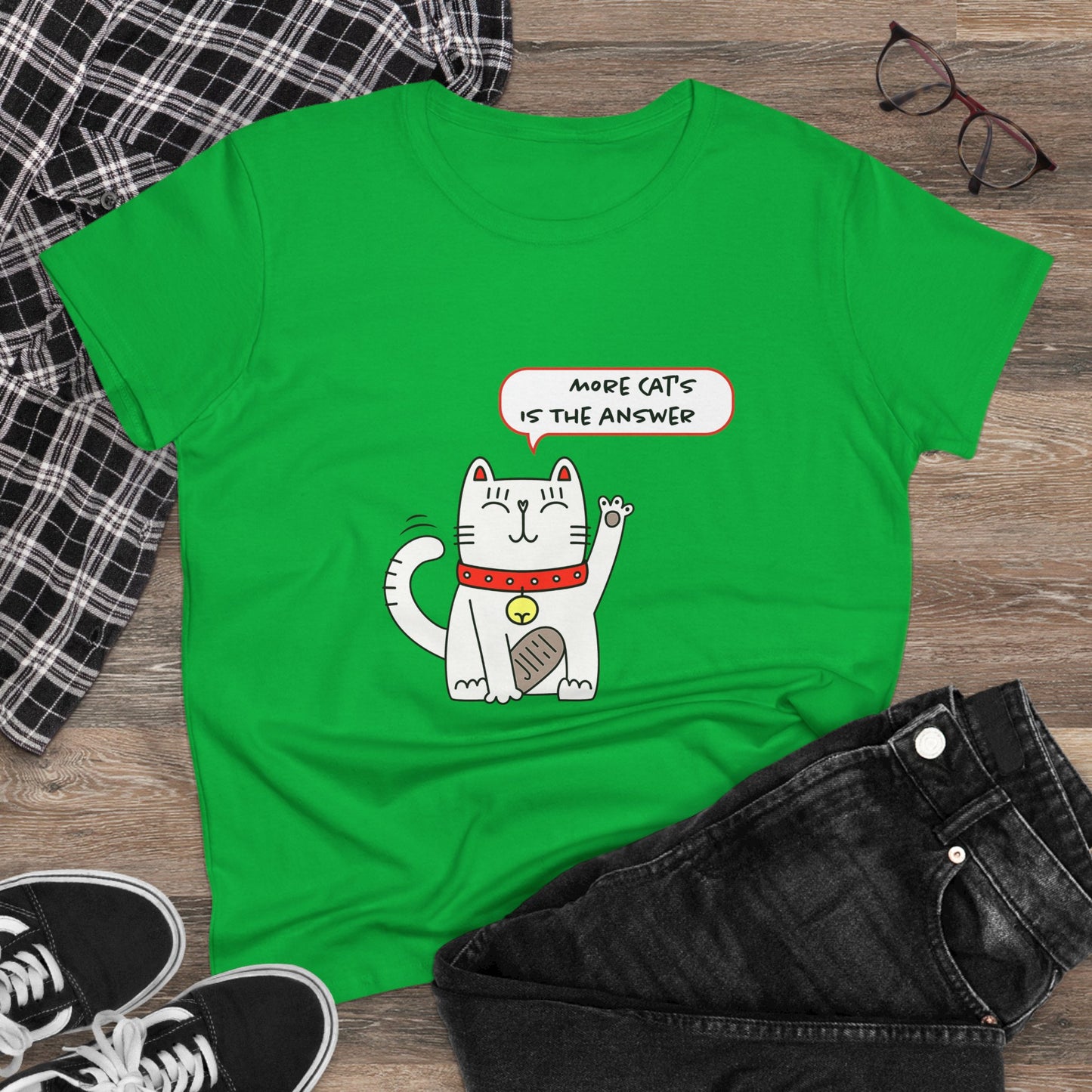 Oliver Says More Cats Is The Answer. Women's Midweight Cotton Tee