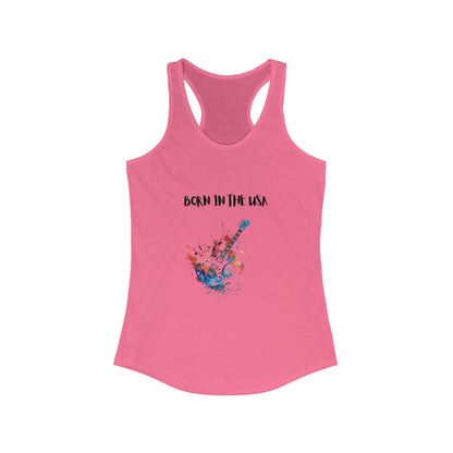 Born In The USA Guitar. Women's Ideal Racerback Tank