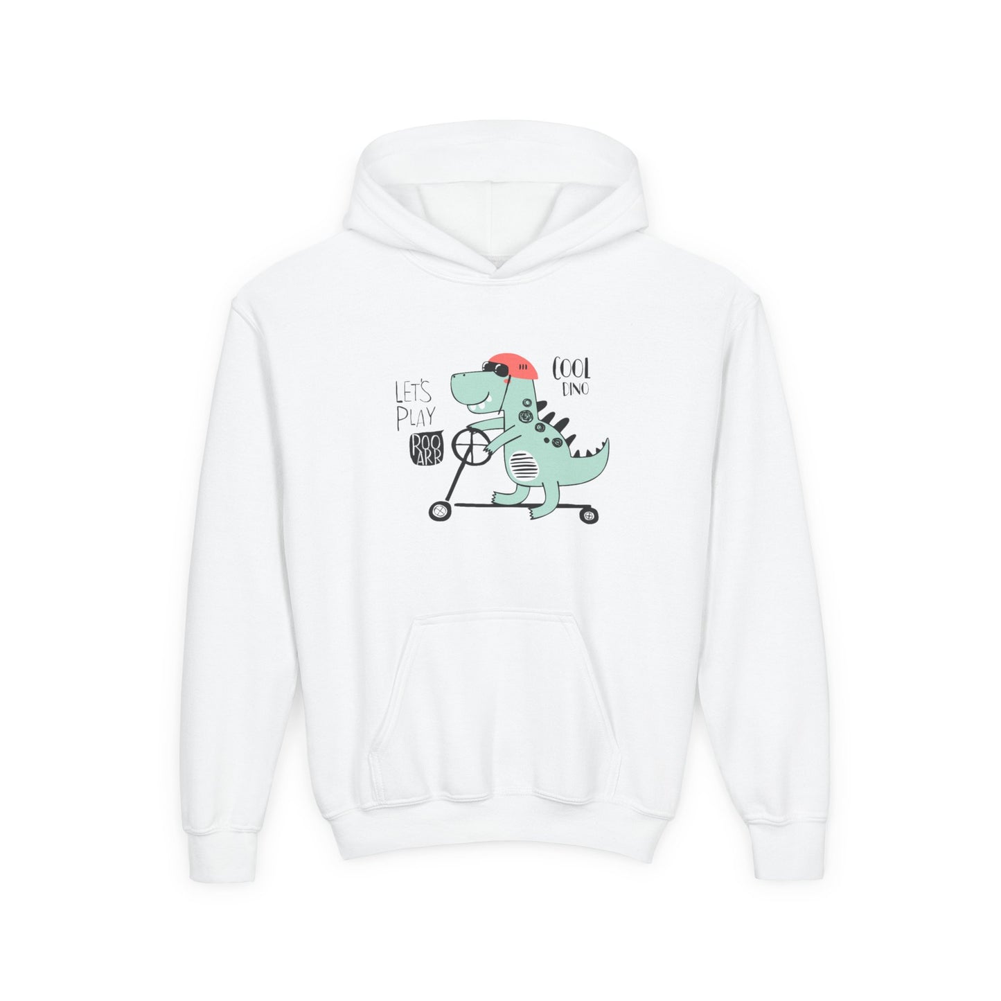 Cool Skate Boarding Kid Dino. Kids Hoodie