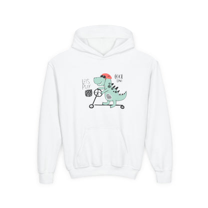 Cool Skate Boarding Kid Dino. Kids Hoodie
