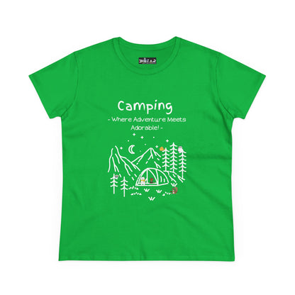 Camping. Where Adventure Meets Adorable. Women's Midweight Cotton Tee