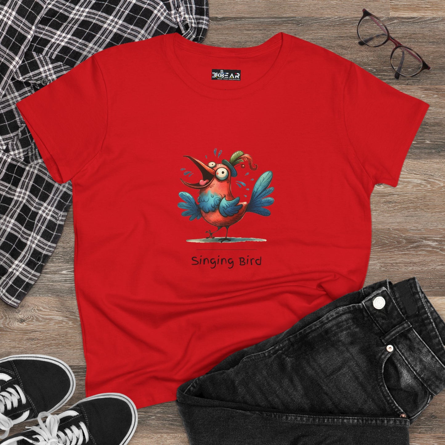 Singing Bird Tee – Women’s Midweight Cotton Graphic Shirt