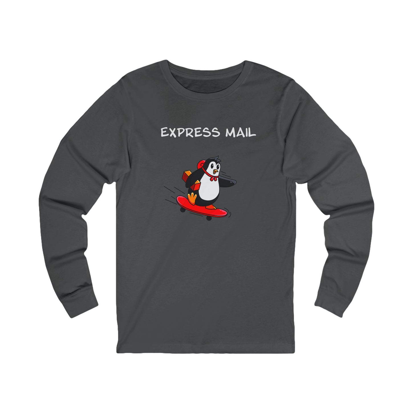 Express Mail Penguin Shirt – Funny Animal Graphic Long Sleeve Tee- Unisex