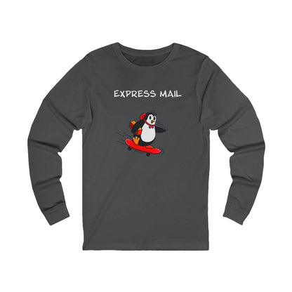 Express Mail Penguin Shirt – Funny Animal Graphic Long Sleeve Tee- Unisex