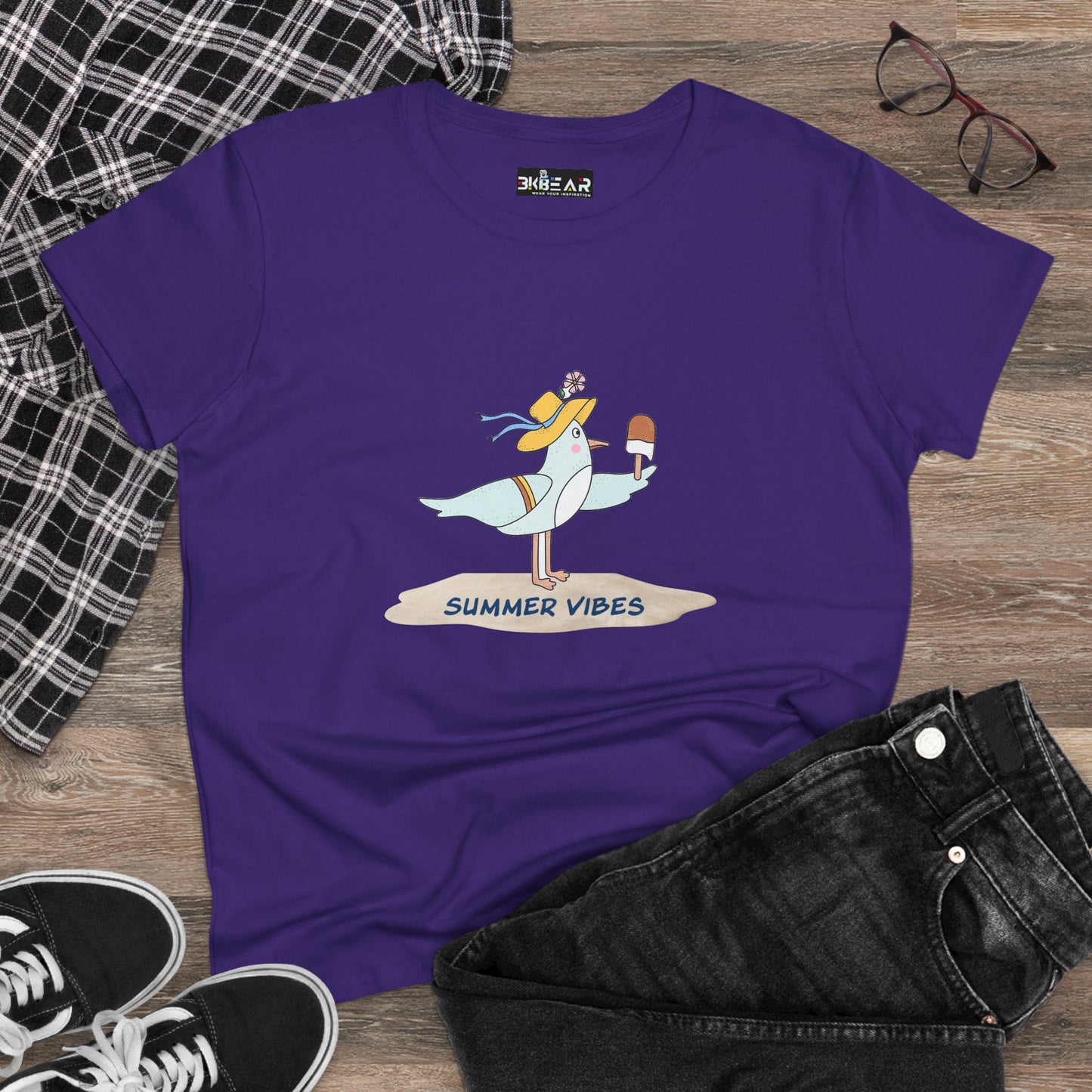Regal Seagull Summer Vibes. Women's Midweight Cotton Tee