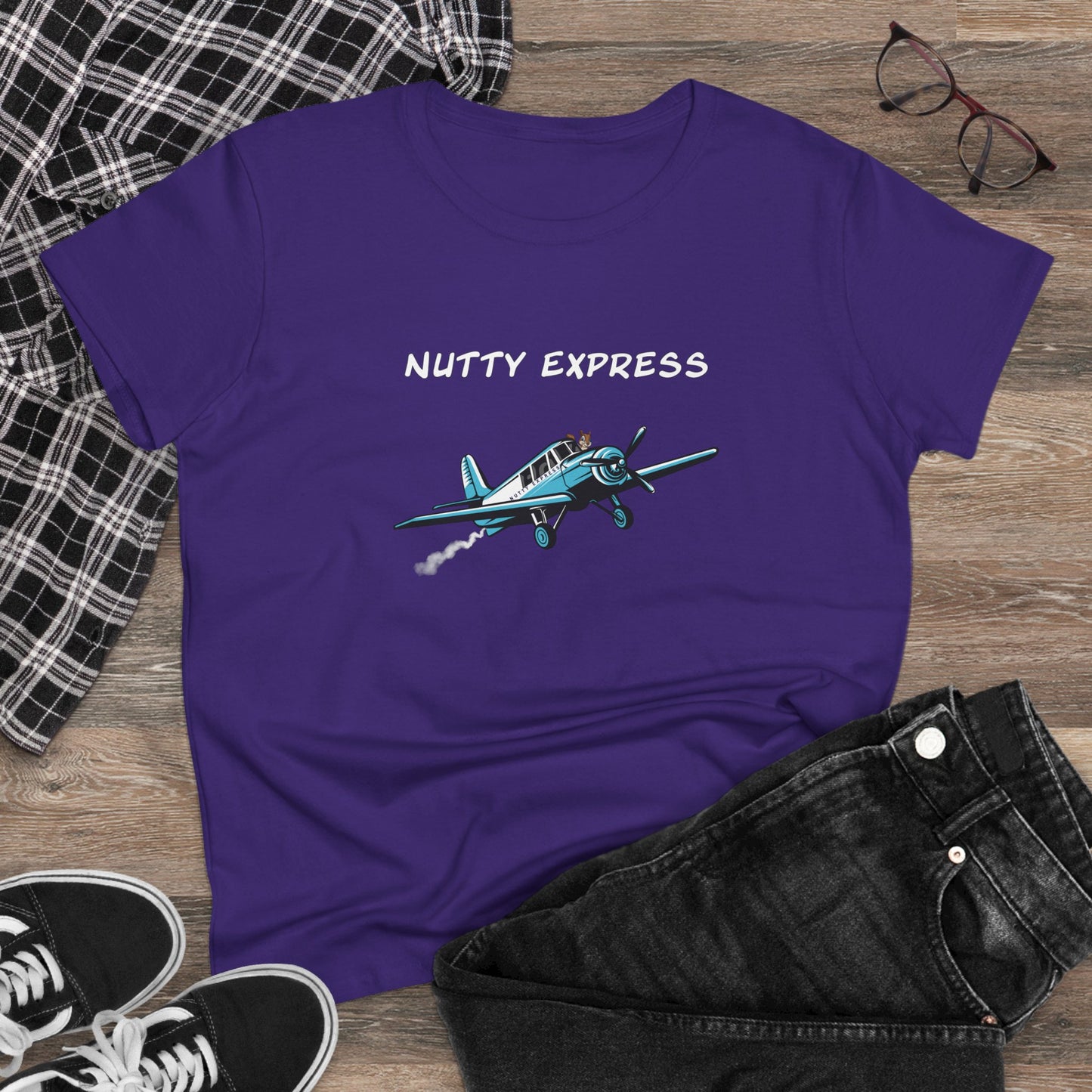 Nutty's Express Delivery. Always On-Time.. Women's Midweight Cotton Tee