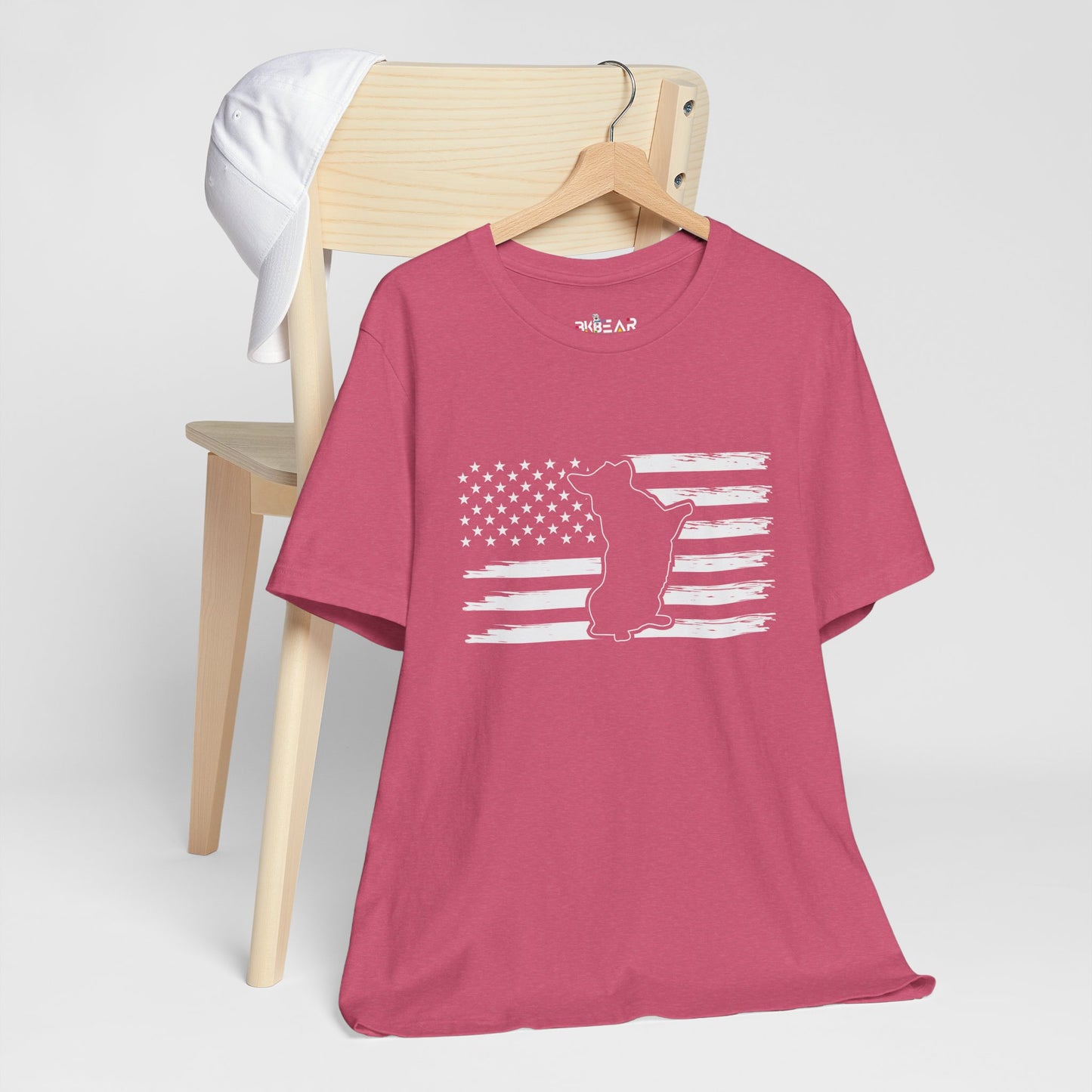 Charlie The American Flag Dog.  Unisex Jersey Short Sleeve Tee