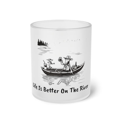 Life Is Better on The River Lizzard. Frosted Glass Mug