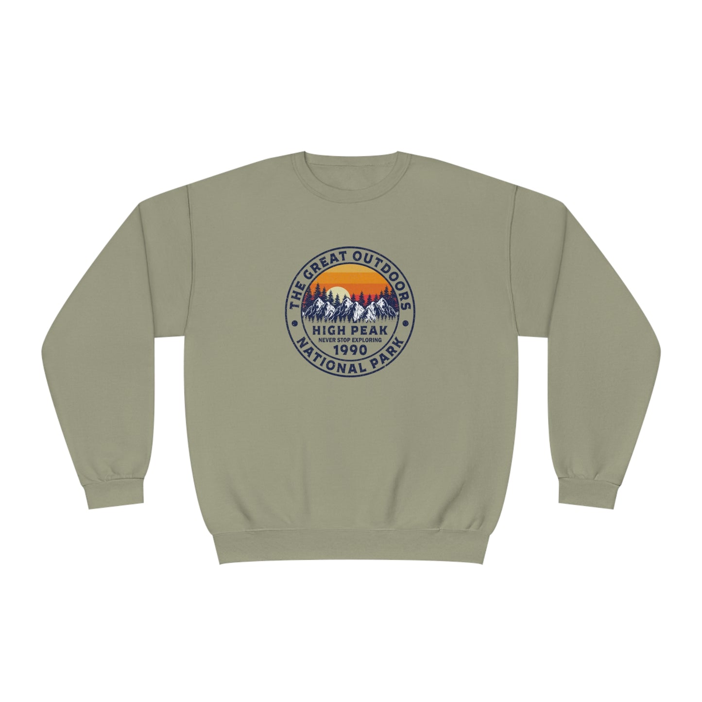 Never Stop Exploring. High Peak National Park. Unisex NuBlend® Crewneck Sweatshirt