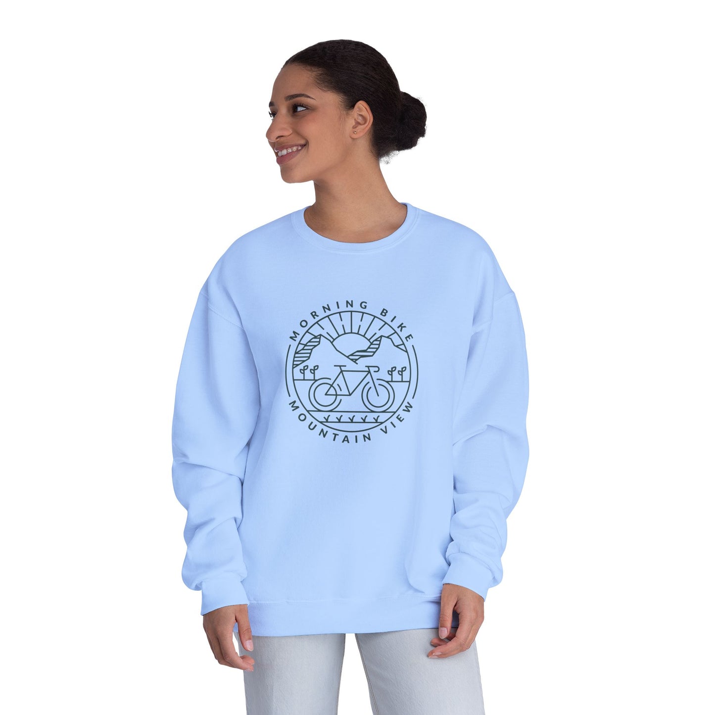 Morning Bike, Mountain View. Unisex NuBlend® Crewneck Sweatshirt