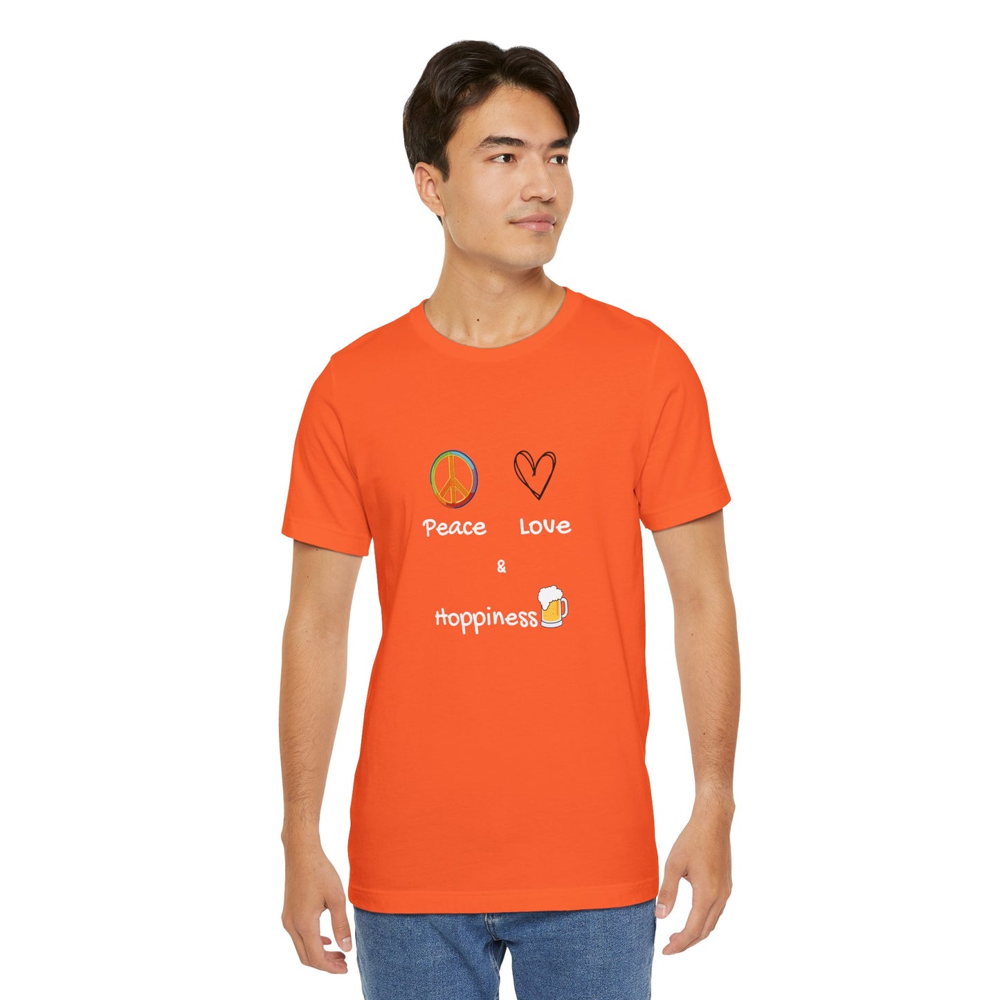 Peace, Love and Hoppiness. Unisex Jersey Short Sleeve Tee