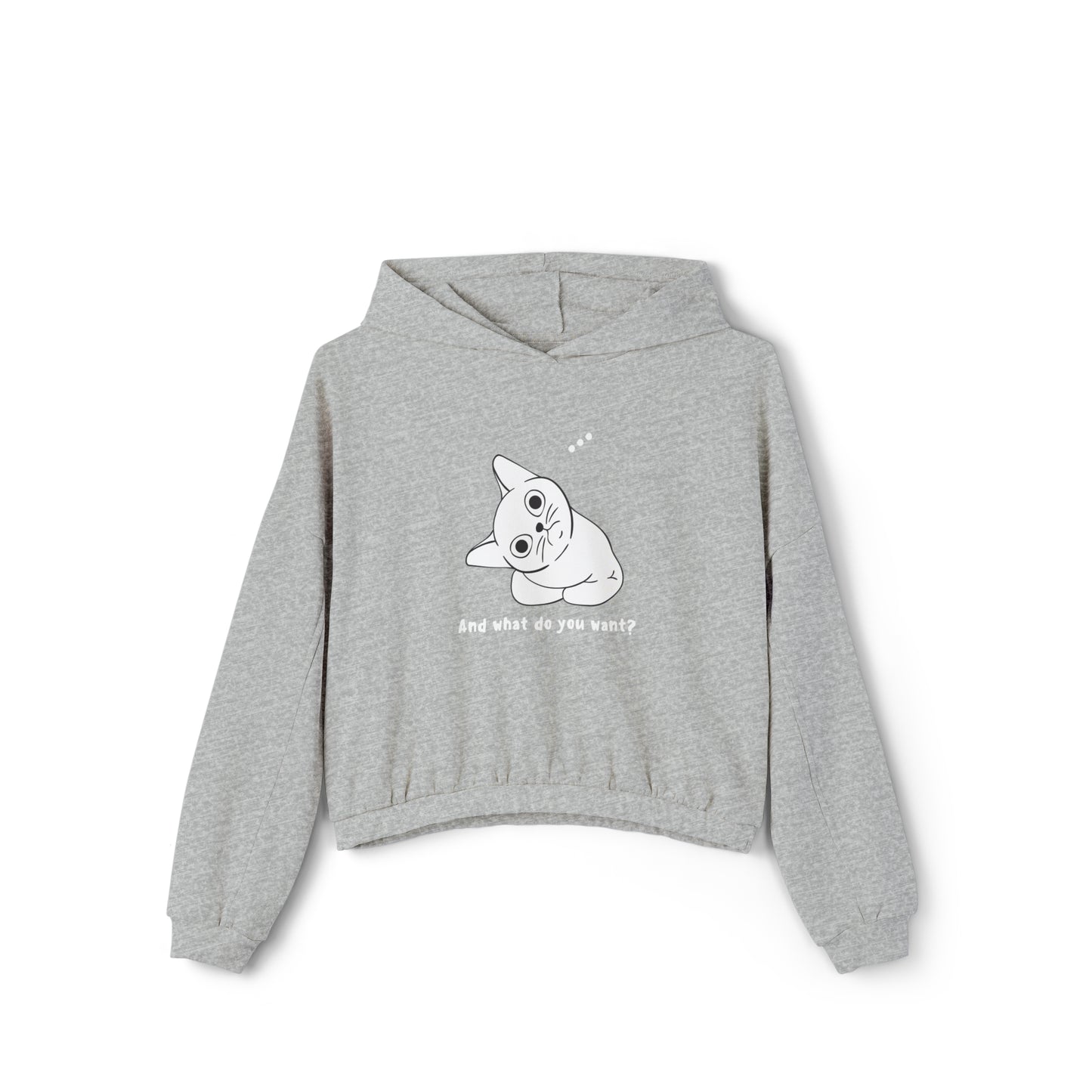 Vexing Cat Wondering What You Want. Women's Cinched Bottom Hoodie