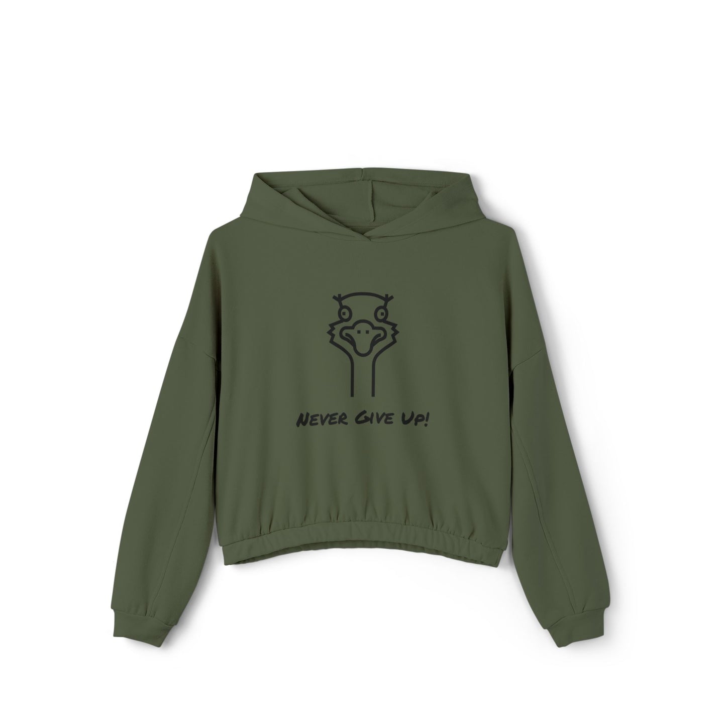 Never Give Up. Oscar The Ostrich and JimmyV Never Gave Up. Women's Cinched Bottom Hoodie