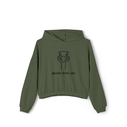 Never Give Up. Oscar The Ostrich and JimmyV Never Gave Up. Women's Cinched Bottom Hoodie