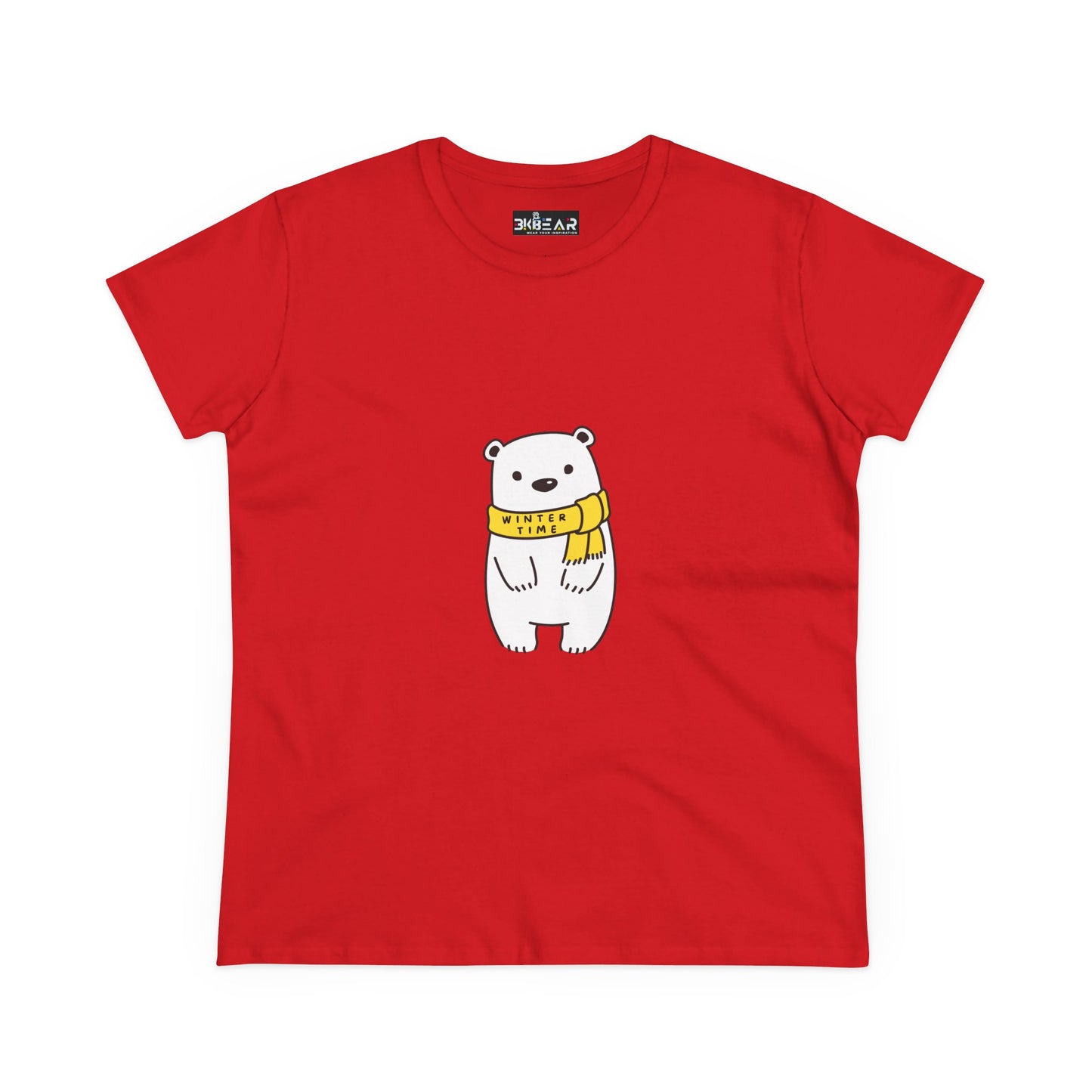 Winter Time BK Bear. .  Women's Midweight Cotton Tee