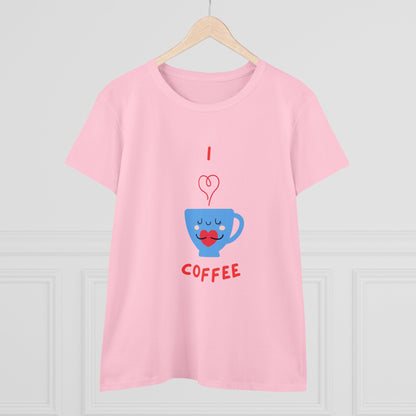 I Love Coffee Heart Cup. Women's Midweight Cotton Tee