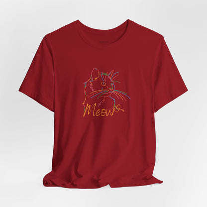 Meow. Cat with purrty color outlines. Unisex Jersey Short Sleeve Tee