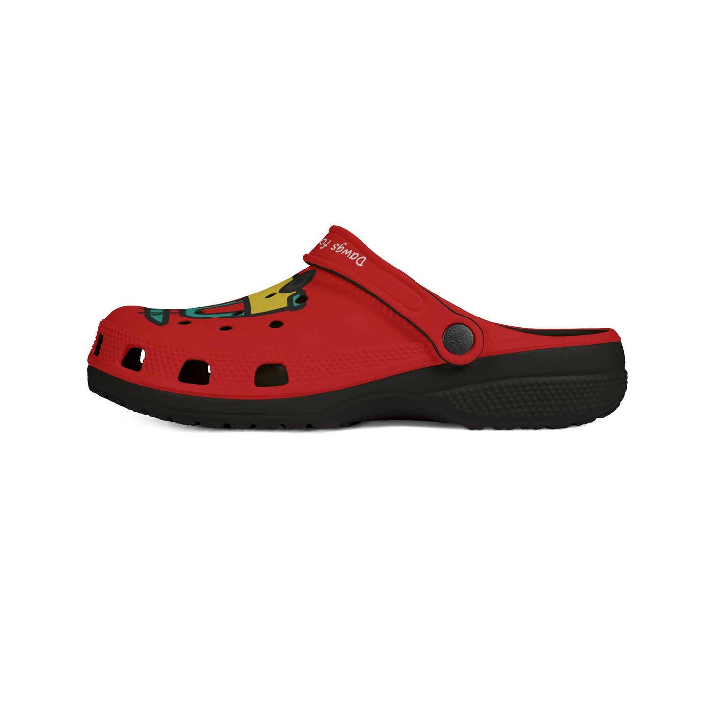 Red Summer Vibing Van Rubber Clogs For Men