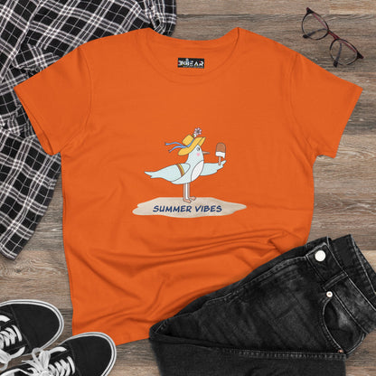 Regal Seagull Summer Vibes. Women's Midweight Cotton Tee