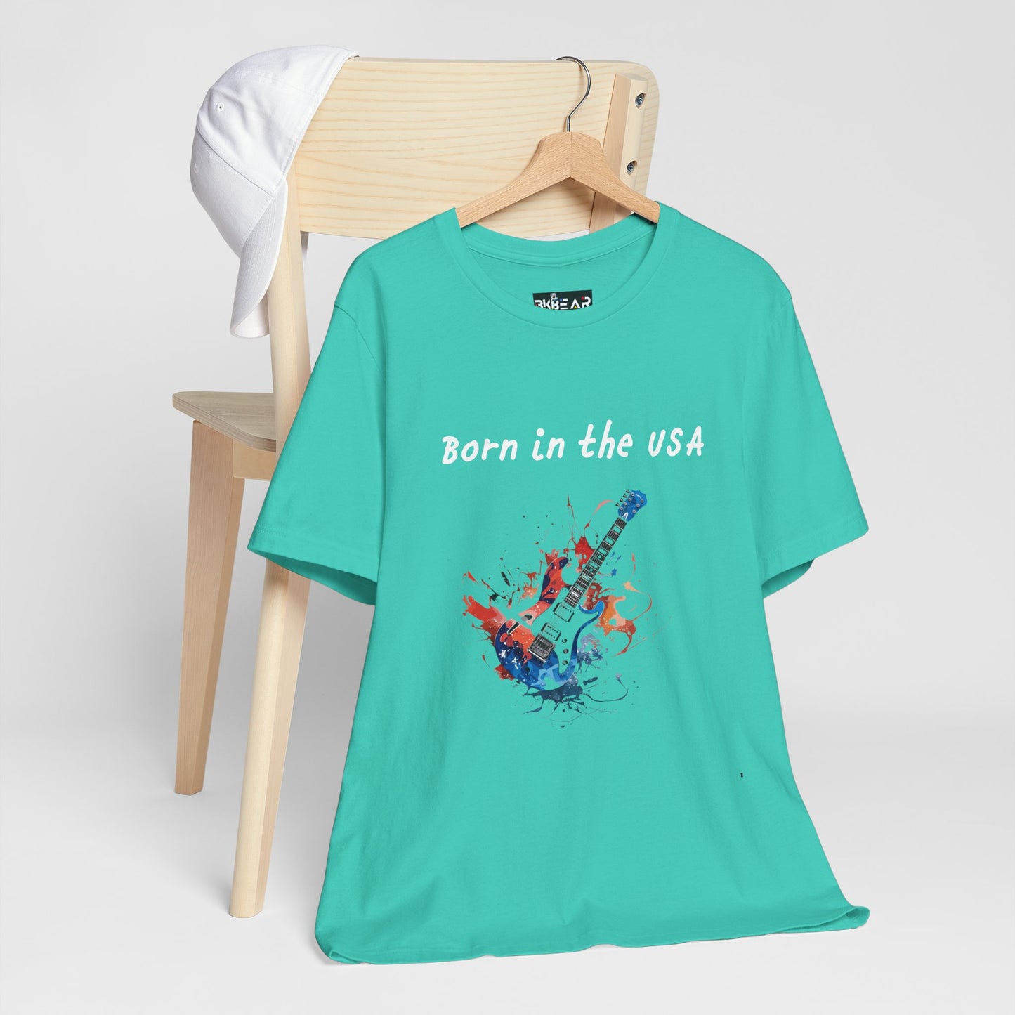 Born In The USA Guitar. Unisex Jersey Short Sleeve Tee