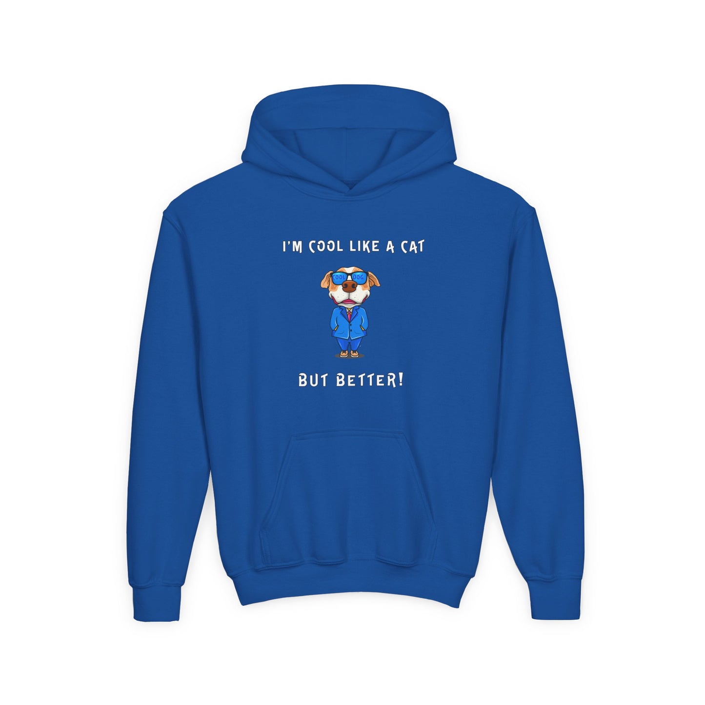 Cool Like A Cat Dog Youth Hoodie - Cool Dog with Glasses