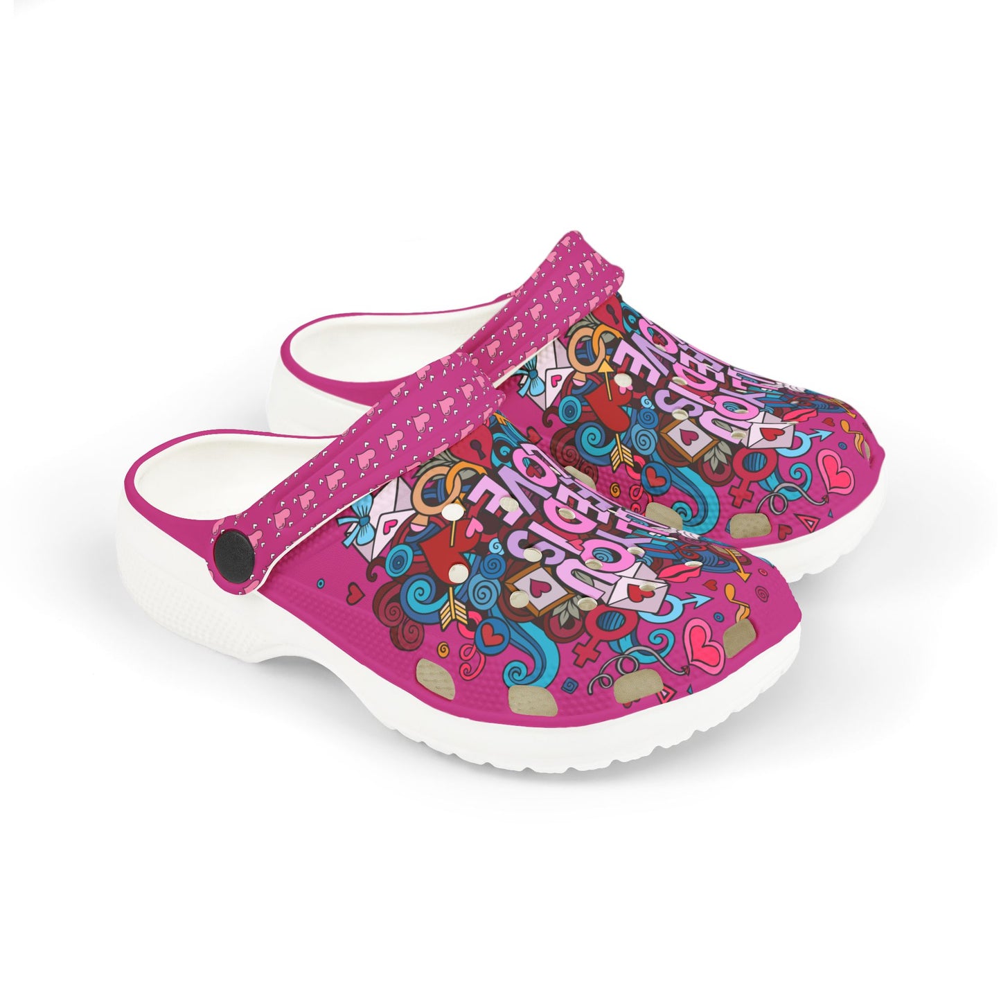 All You Need I Love Rubber Clogs For Girls- Hot Pink
